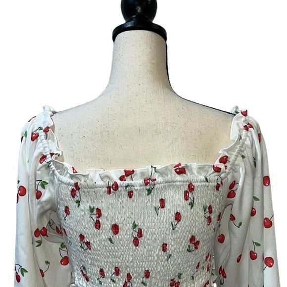 FTF Off the Shoulder Cherry🍒 Print Top - Picture 8 of 10